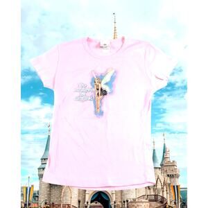 Fairy Peter Pan T-Shirt Pink Glitter Wings Fairy Dust Size M